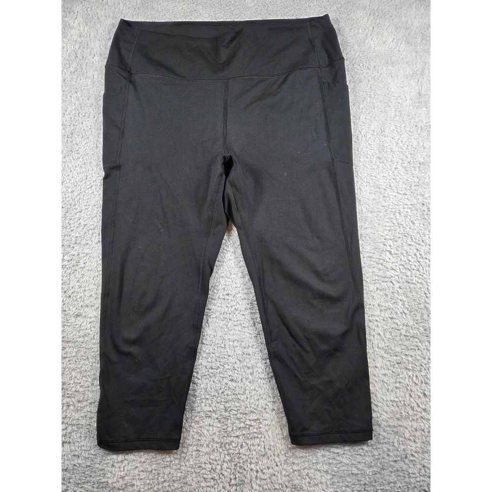 GapFit Cropped Leggings XXL Black Womens High Rise Side Pockets Activewear